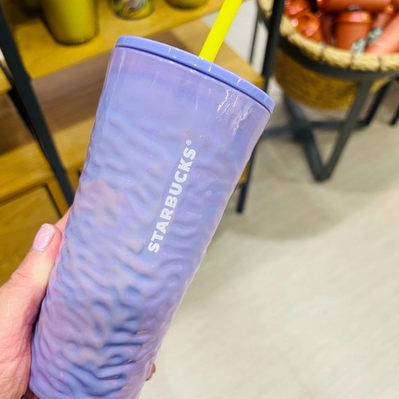 Starbucks Lilac Textured Ripple Glass Cold Cup Tumbler 18oz Limited Edition NWT - Picture 9 of 9